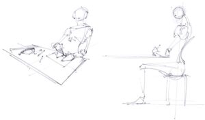 drawing posture sitting on a chair