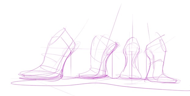 Drawing shoe last with different angles