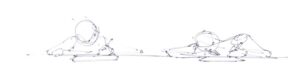 Bad drawing posture with body laying down on table