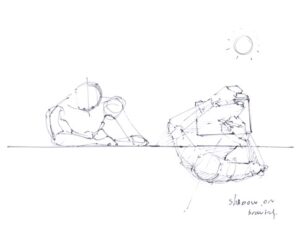 Drawing posture without shadow on paper