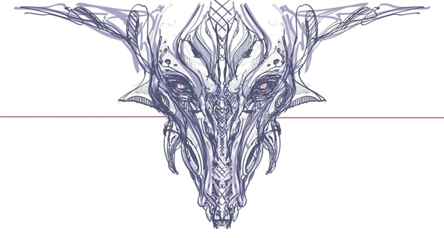 Drawing a dragon face