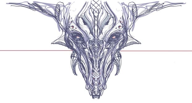 Drawing a dragon face
