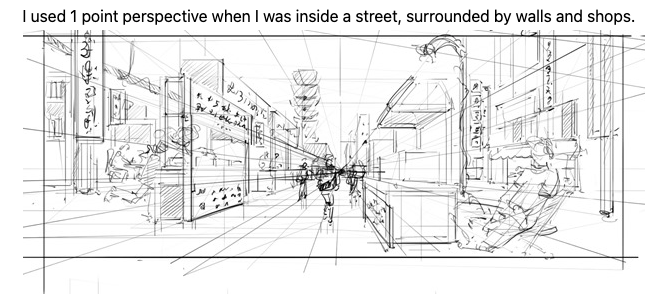 urban sketching 1 point perspective Taiwan