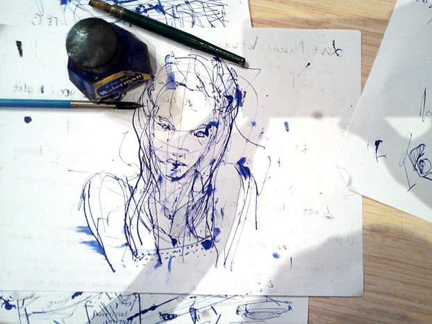 Drawing with a vintage fountain pen nib