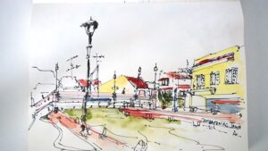 Urban sketching of Malacca - Watercolour