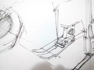 sewing machine drawing mechanical piece
