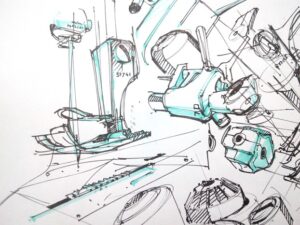 Sewing machine drawing