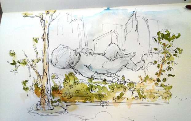 giant-floating-baby-singapore-marina-bay-sands-the-design-sketchbook-watercolour