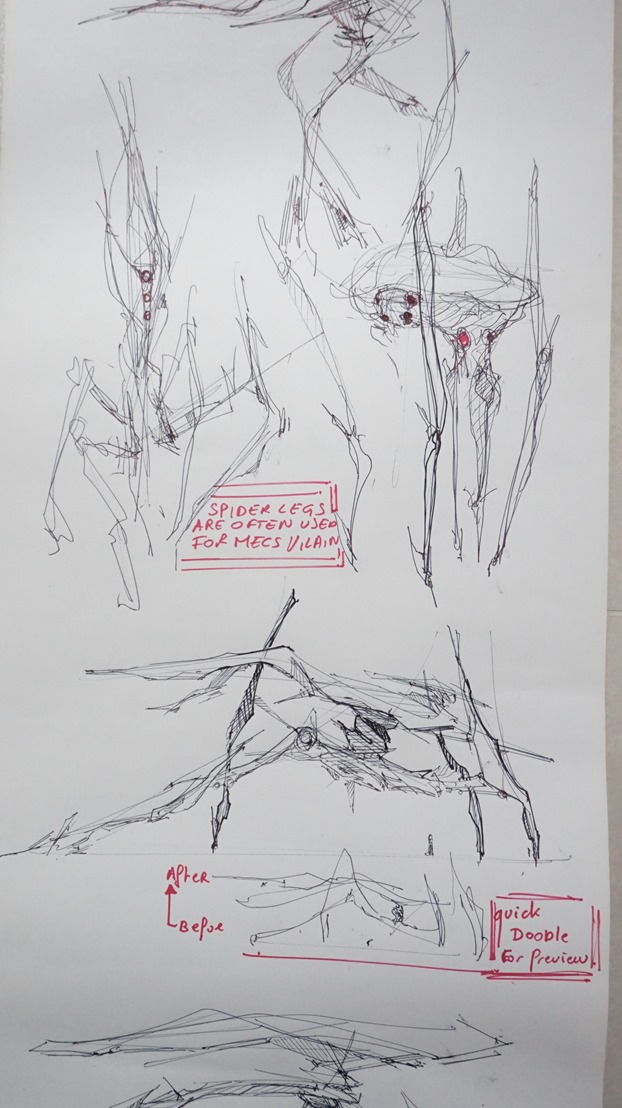 sunday-7days roll of paper challenge-the design sketchbook d spider legs robots