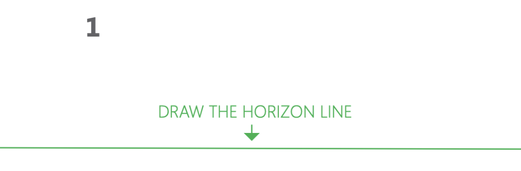 how to draw a cube 2-point perspective - Step 1 draw the horizon line