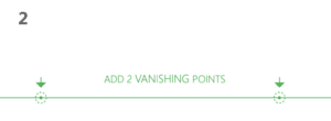 how to draw a cube 2-point perspective - Step 2 draw the vanishing points