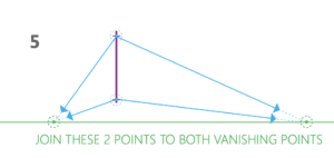 How to draw a cube 2-point perspective - Step 5 join vanishing points