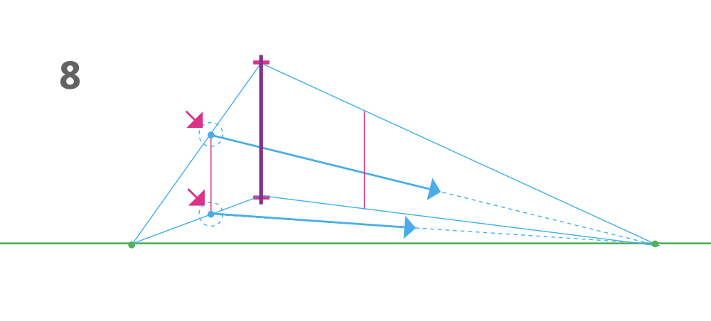 how to draw a cube 2-point perspective - Step 8 converging line to left