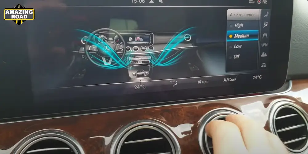 Diffusing the chosen fragrance within the car