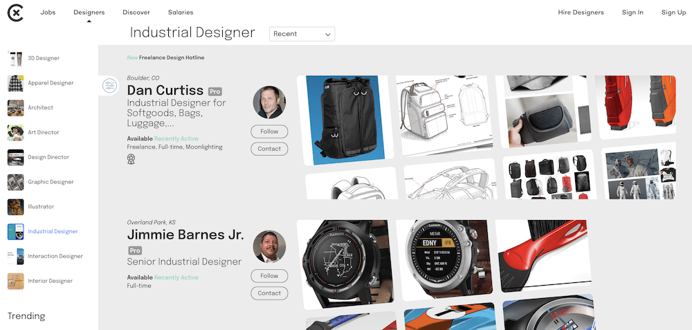 Coroflot Online Portfolio for Industrial designers