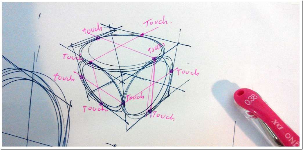 Pen signo Mitsubishi -the design sketchbook test ellipse cube