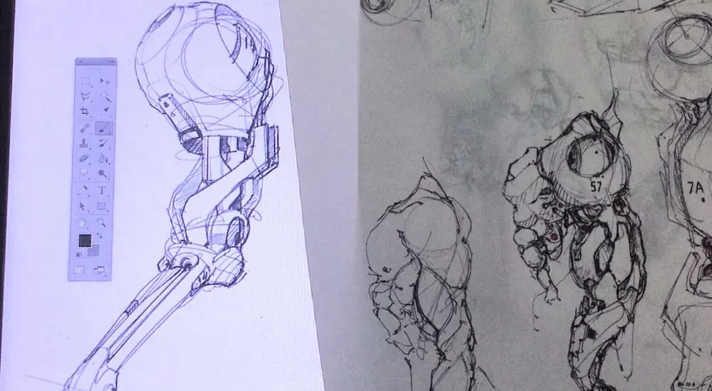 Robot arm sketch by Chou-Tac Chung