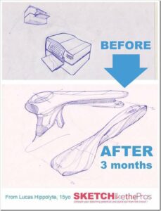 Lucas Hippolyte fast progression studying with Sketch Like The Pros Design course