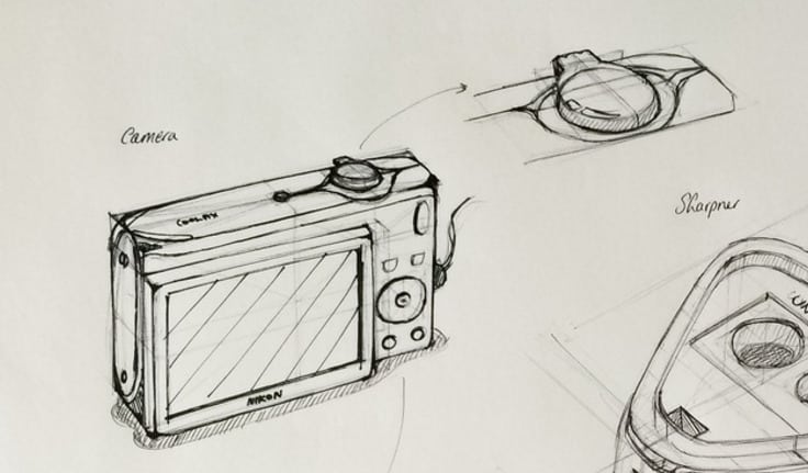 Camera product design life drawing  Good perspective construction.png