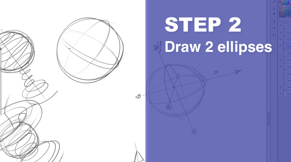 How to draw a sphere - The Design sketchbook Step 2