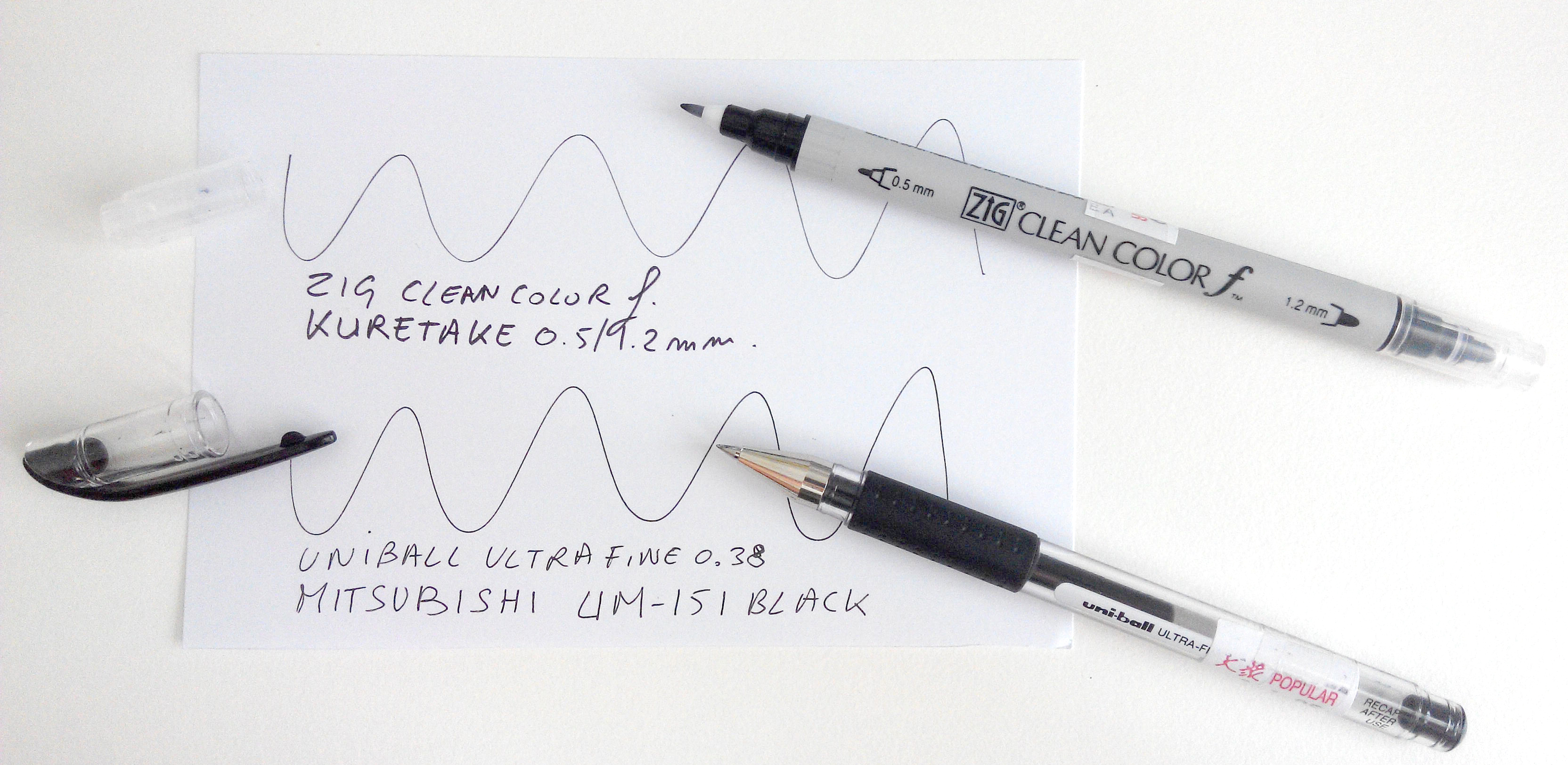 Test pen gel pen uni ball um-151 blackmitsubishi kuretake zig clean color f. Jpg