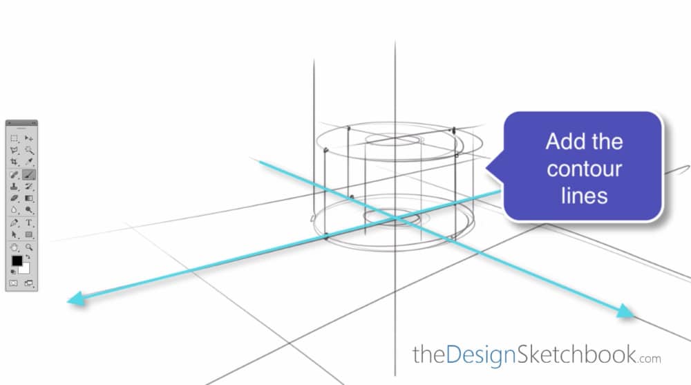 How to draw multiple cylinders- design sketching Part B h