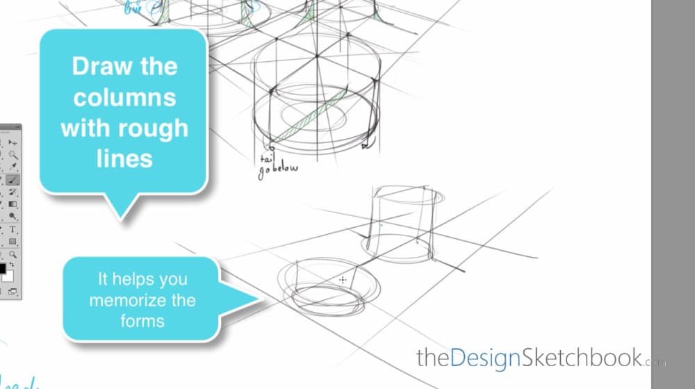 How to draw multiple cylinders- design sketching Part B p