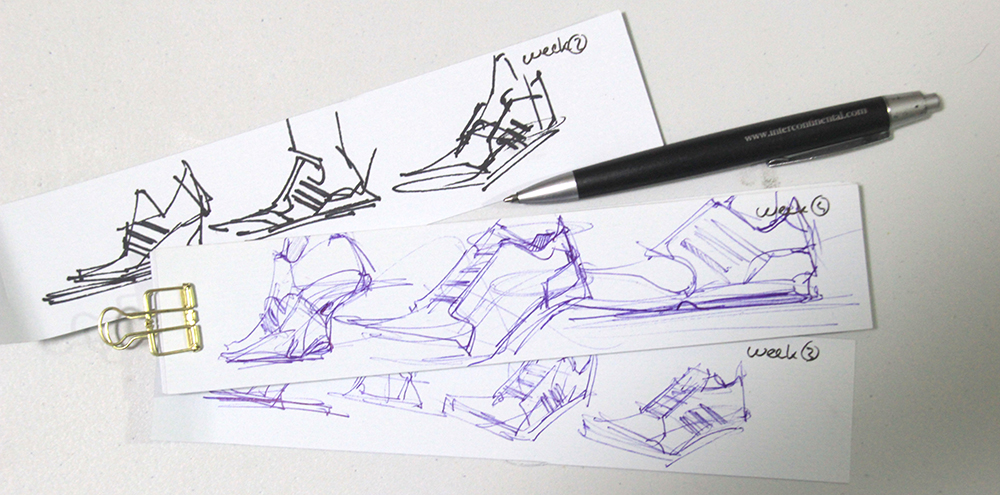 Adidas sneaker ball point pen design sketching the design sketchbook Chou-Tac Chung
