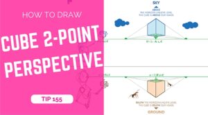 How to draw a cube with 2-point perspective