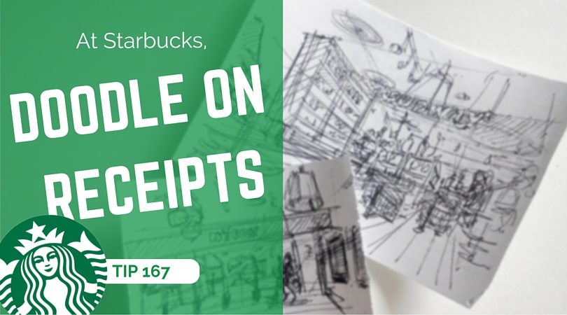 At Starbucks doodle on receipts - the design sketchbook - design sketching tutorial