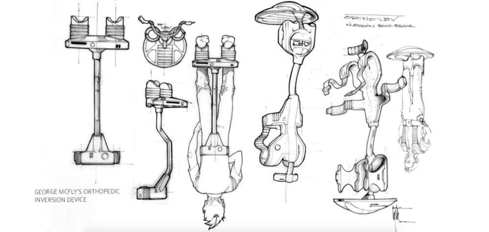 Edward Eyth Design sketching Back to the future II George Mc Fly Orthopedic Inversion Device