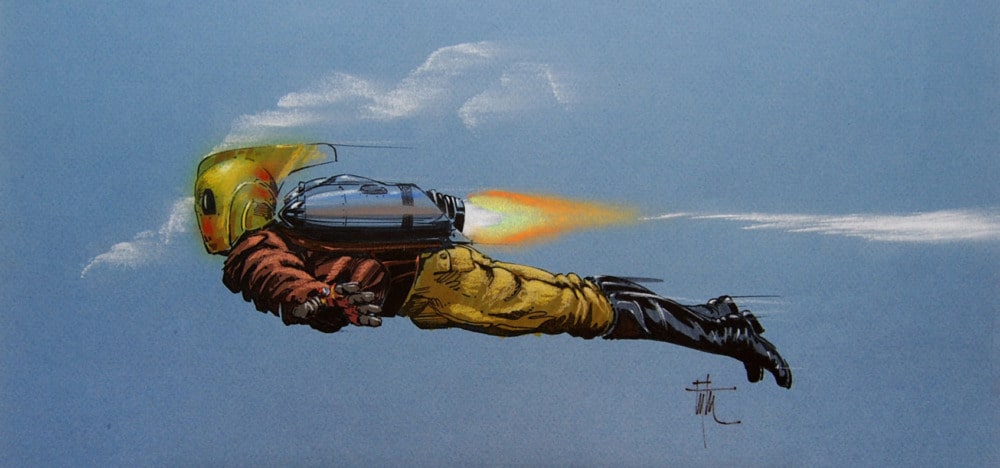 Edward Eyth Design sketching Rocketeer side view flying