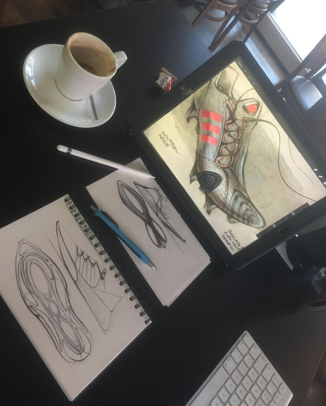Noah Sussman Sports Product designer desk ipad pro sketching footwear