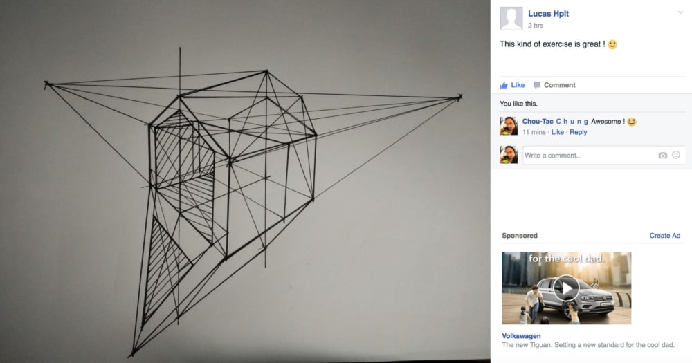 Lucas Hippolyte sketch the design sketchbook sketch like the pros bring your sketch alive course move the dot 3d 2-point perspective tutorial