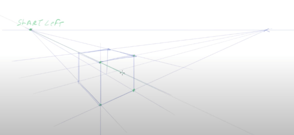 Drawing a simple cube with a 2-point perspective