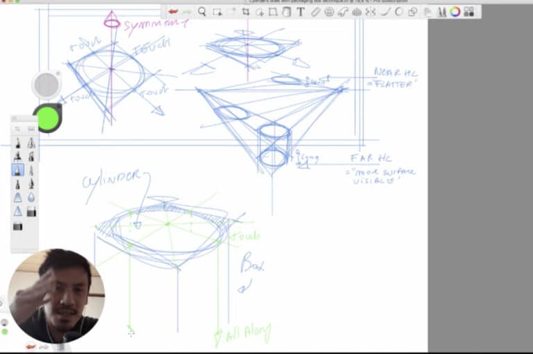 How to draw cylinders in any angles with the "Packaging box" technique