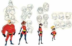 the incredibles character design research from Pixar