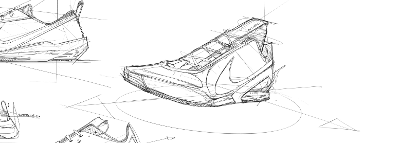 sneaker design Sketching Tip 33 Set up a scene with minimum lines