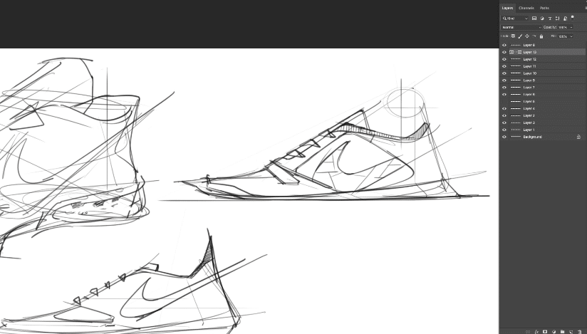 sneaker design Sketching Tip 5 Add a quick pattern