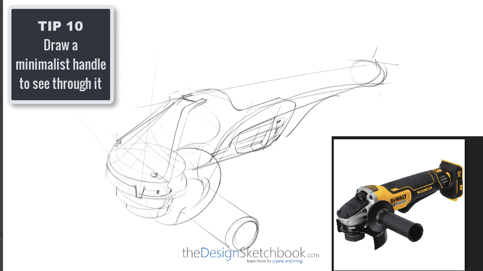 Sketching TIP 10 Draw a minimalist handle to see throught it