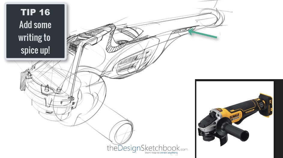 Sketching TIP 16 Add some writing to space up