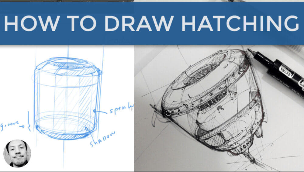 How to draw hatching and rise your speed of sketching - thumbnail product designer the design sketchbook