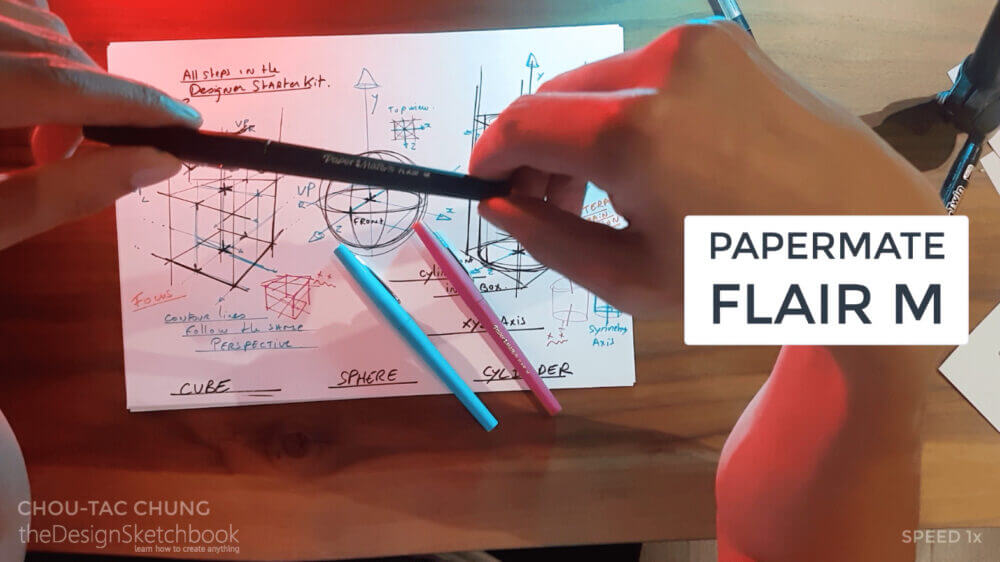 The Papermate Flair M (Medium) can draw light to very bold lines. Control well your pen pressure.