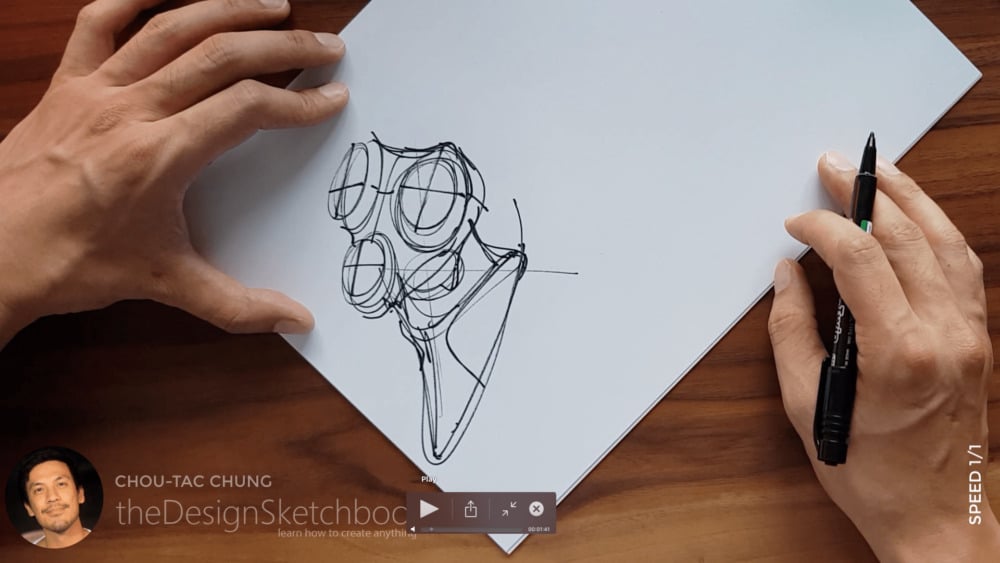 Sketching an electric shaver PHILIPS with the pilot twin marker pen - the design sketchbook - chung chou tac a7