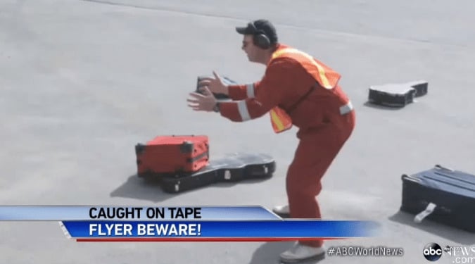 A baggage handler who doesn’t care much about traveler's luggage