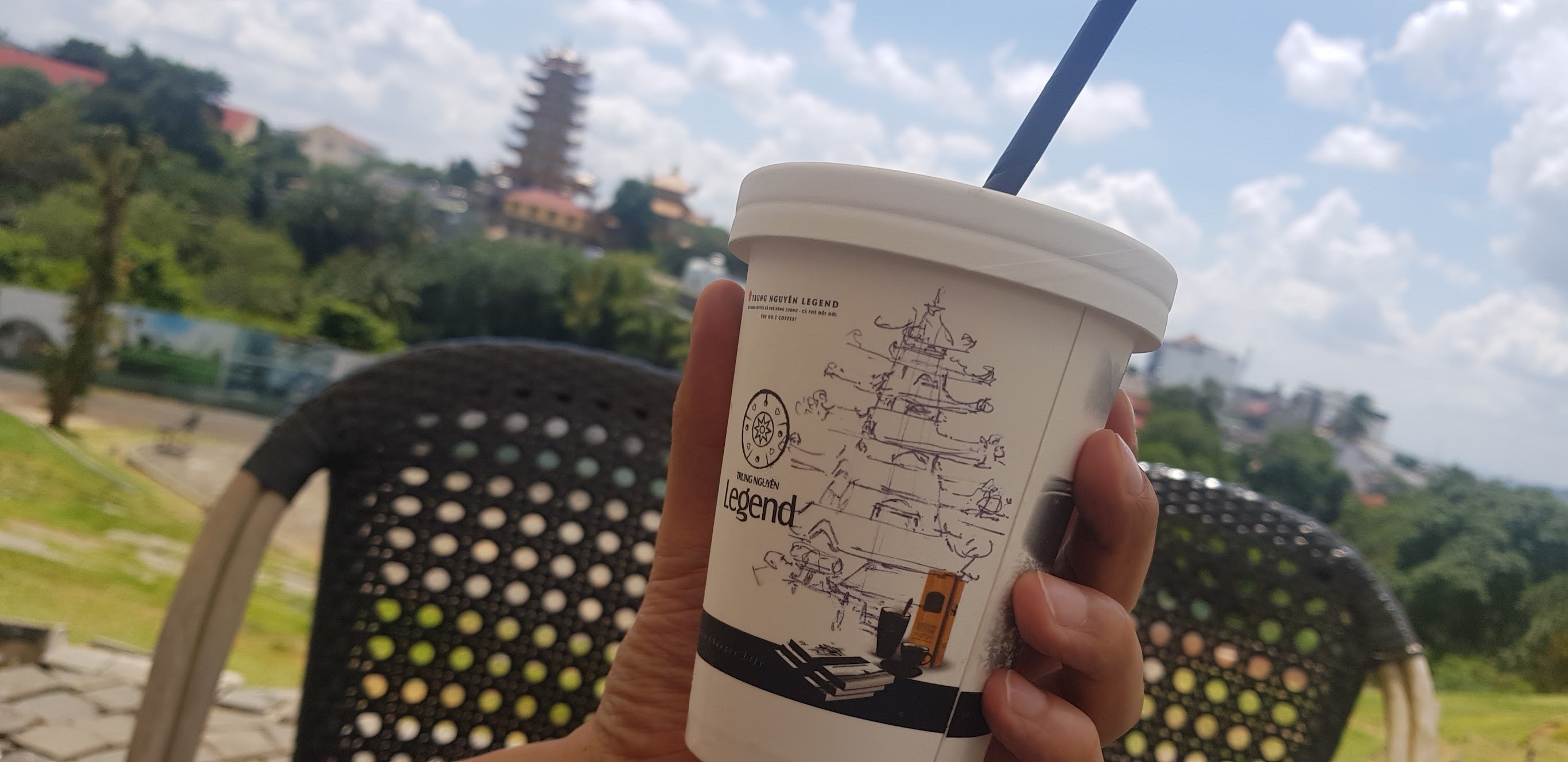 Drinking Nguyen Trung Legend Coffee