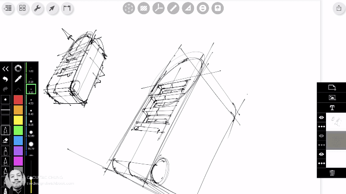 How to draw USB Charger on ipad pro with morpholio trace  Product design sketching 3 plugs aligned.png