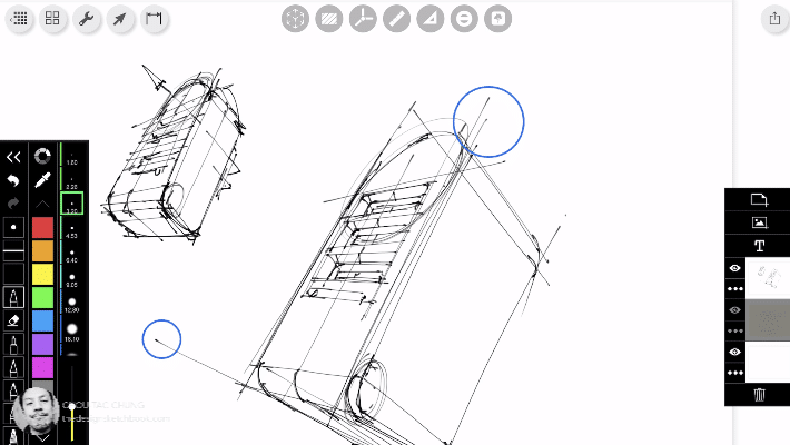 How to draw USB Charger on ipad pro with morpholio trace  Product design sketching - Professional dots on Morpholio line Trace.png