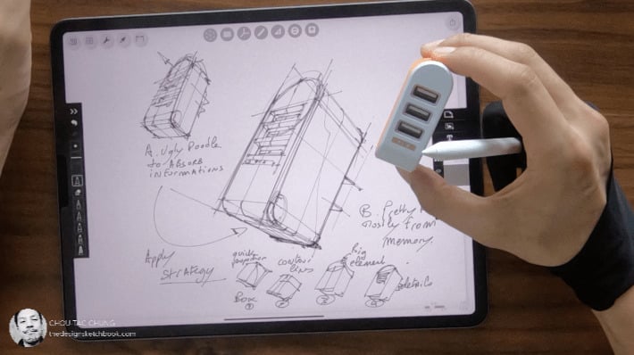 How to draw USB Charger on ipad pro with morpholio trace Product design sketching - drawing on ipad pro steps