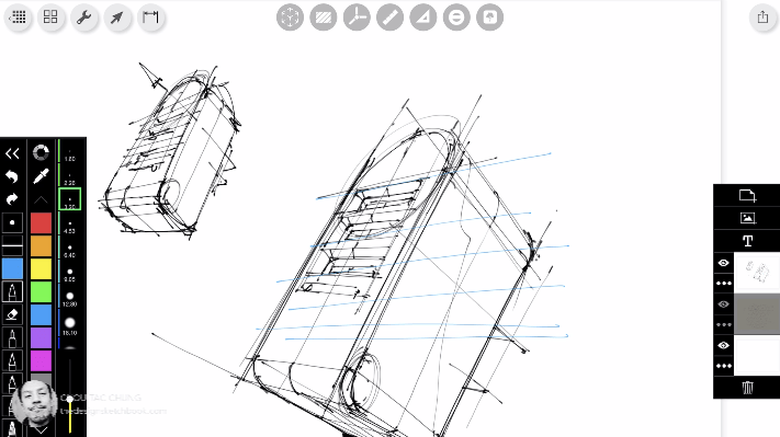 How to draw USB Charger on ipad pro with morpholio trace Product design sketching perspective lines